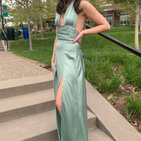 Lucy in the Sky | Dresses | Waverly Maxi Satin Dress In Sage From Lucy In  The Sky | Poshmark
